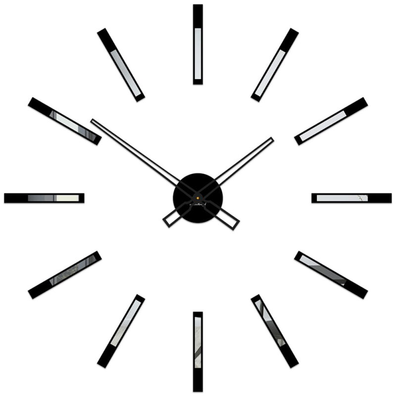 Duży nowoczesny zegar ścienny Mirror Line Black