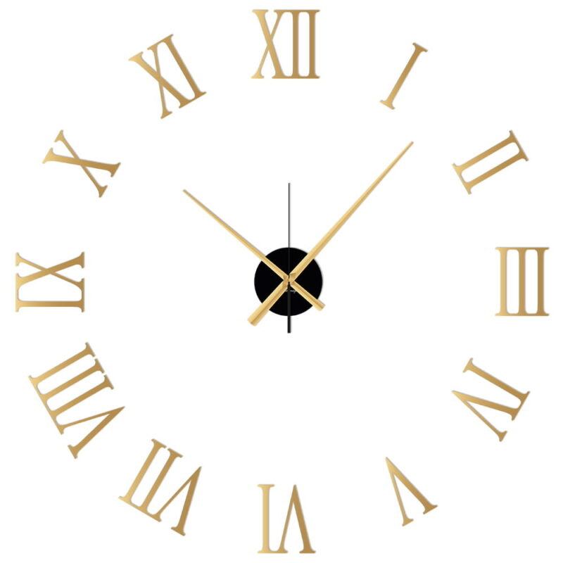 Duży rzymski zegar ścienny Italiano Gold złoto-czarny 71 x 71 cm