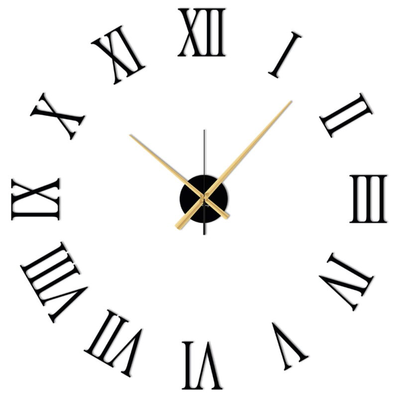 Duży rzymski zegar ścienny Italiano Black czarno-złoty 71 x 71 cm